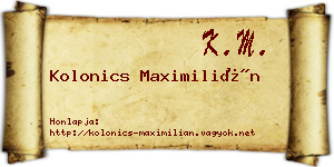 Kolonics Maximilián névjegykártya